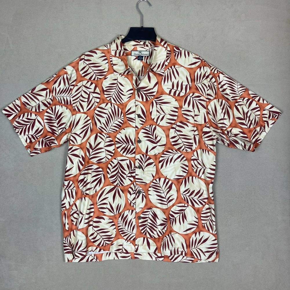 Tommy Bahama Silk Hawaiian Shirt Mens M Multicolor Chest Pocket 100% Silk